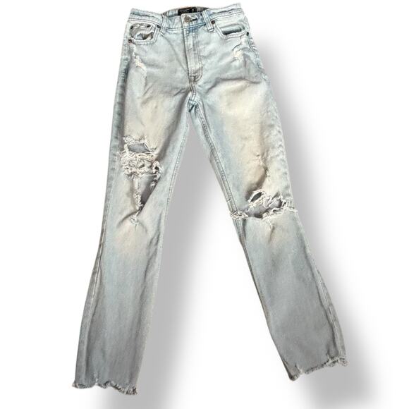 Abercrombie & Fitch Simone High Rise Slim Jeans Size 25R Distressed Light Wash - Picture 11 of 11